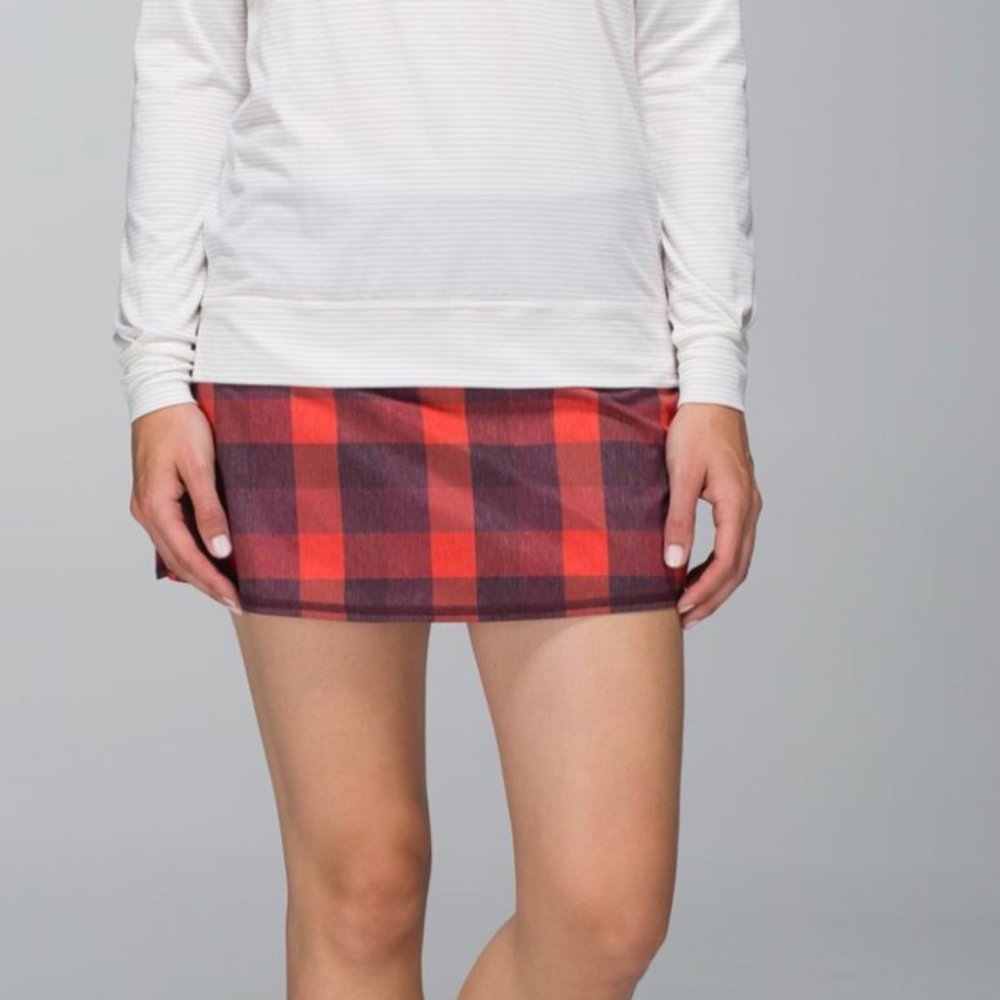 lululemon Pace Setter Yama Check Flaming Tomato